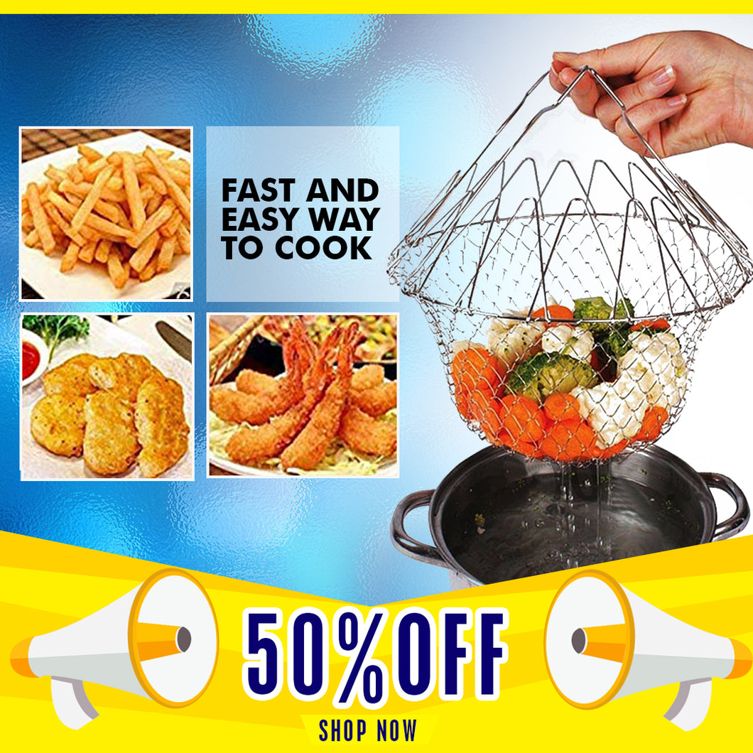 12 In 1 Chef Basket Stainless Steel Foldable Basket Strainer (FREE SHIPPING)
