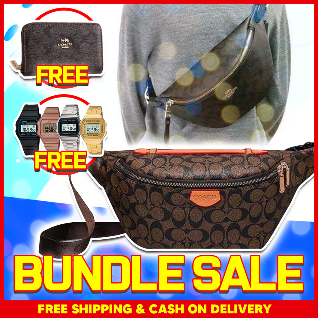 C-oach Belt Bag w/ FREE C-oach Wristlet and Vintage C-asio Watch